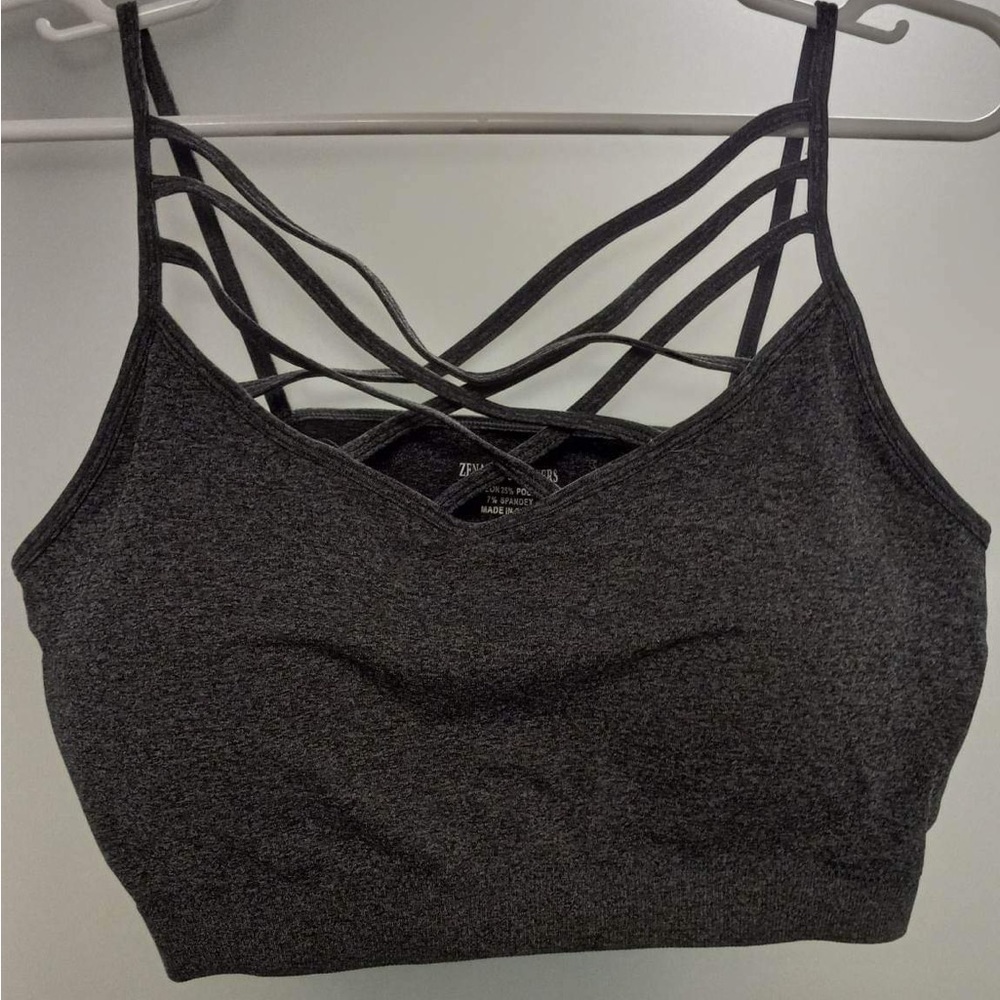 Zenana Outfitters Strappy Bralette Gray